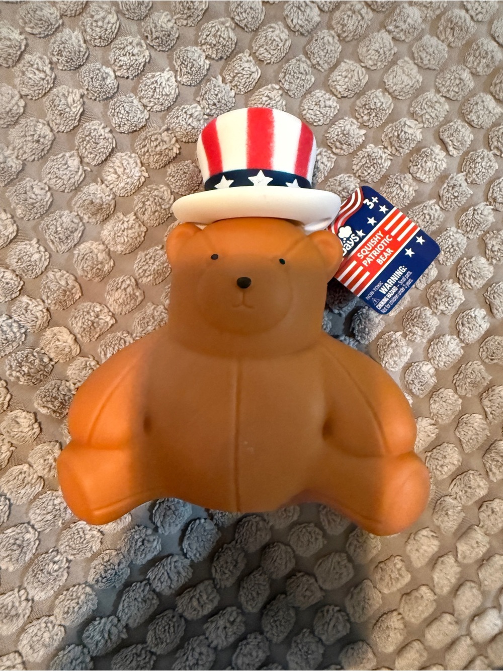Squeezy Patriotic Bear Figure with Uncle Sam Hat by Sunny Days